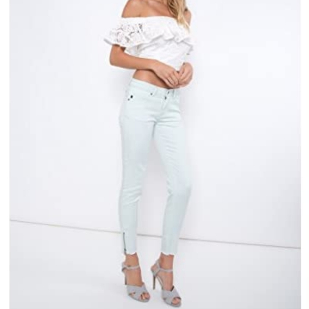 KanCan seafoam blue ankle zip skinny jeans NWT
